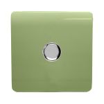 Trendi, Artistic Modern 1 Gang 1 Way LED Dimmer Switch 5-150W LED / 120W Tungsten, Moss Green Finish, (35mm Back Box Required), 5yrs Warranty
