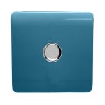 Trendi, Artistic Modern 1 Gang 1 Way LED Dimmer Switch 5-150W LED / 120W Tungsten, Ocean Blue Finish, (35mm Back Box Required), 5yrs Warranty
