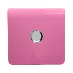 Trendi, Artistic Modern 1 Gang 1 Way LED Dimmer Switch 5-150W LED / 120W Tungsten, Pink Finish, (35mm Back Box Required), 5yrs Warranty