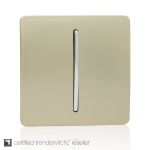 Trendi, Artistic Modern 1 Gang 3 Way Intermediate Champagne Gold Finish, BRITISH MADE, (25mm Back Box Required), 5yrs Warranty