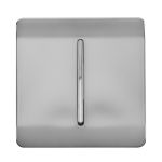 Trendi, Artistic Modern 1 Gang Retractive Home Auto.Switch Brushed Steel Finish, BRITISH MADE, (25mm Back Box Required), 5yrs Warranty
