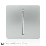 Trendi, Artistic Modern 1 Gang Retractive Home Auto.Switch Silver Finish, BRITISH MADE, (25mm Back Box Required), 5yrs Warranty