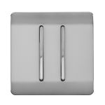Trendi, Artistic Modern 2 Gang Retractive Home Auto.Switch Brushed Steel Finish, BRITISH MADE, (25mm Back Box Required), 5yrs Warranty