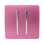 Trendi, Artistic Modern 2 Gang Doorbell Pink Finish, BRITISH MADE, (25mm Back Box Required), 5yrs Warranty