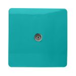 Trendi, Artistic Modern TV Co-Axial 1 Gang Bright Teal Finish, BRITISH MADE, (25mm Back Box Required), 5yrs Warranty