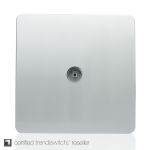 Trendi, Artistic Modern TV Co-Axial 1 Gang Silver Finish, BRITISH MADE, (25mm Back Box Required), 5yrs Warranty