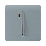 Trendi, Artistic Modern 20 Amp Neon Insert Double Pole Switch Cool Grey Finish, BRITISH MADE, (25mm Back Box Required), 5yrs Warranty