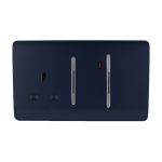 Trendi, Artistic Modern Cooker Control Panel 13amp with 45amp Switch Navy Blue Finish, BRITISH MADE, (47mm Back Box Required), 5yrs Warranty