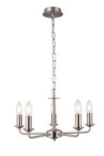 Banyan 5 Light Multi Arm Pendant Without Shade, c/w 1.5m Chain, E14 Satin Nickel