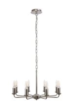 Banyan 8 Light Multi Arm Pendant/Semi Flush Without Shade, c/w 1.5m Chain, E14 Polished Nickel