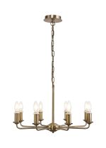 Banyan 8 Light Multi Arm Pendant/Semi Flush Without Shade, c/w 1.5m Chain, E14 Antique Brass