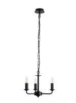 Banyan 3 Light Multi Arm Pendant Without Shade, c/w 1.5m Chain, E14 Matt Black