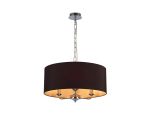 Banyan 3 Light Multi Arm Pendant, With 1.5m Chain, E14 Polished Chrome With 50cm x 20cm Dual Faux Silk Shade, Black/Green Olive