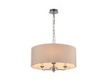 Banyan 3 Light Multi Arm Pendant, With 1.5m Chain, E14 Polished Chrome With 50cm x 20cm Dual Faux Silk Shade, Nude Beige/Moonlight