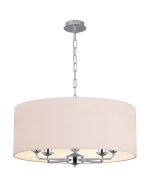 Banyan 5 Light Multi Arm Pendant, With 1.5m Chain, E14 Polished Chrome With 60cm x 22cm Dual Faux Silk Shade, Nude Beige/Moonlight