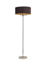 Banyan 3 Light Switched Floor Lamp With 50cm x 20cm Dual Faux Silk Shade, Black/Green Olive Polished Nickel/Midnight Black