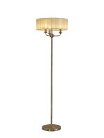 Banyan 3 Light Switched Floor Lamp With 45cm x 15cm Cream Organza Shade Antique Brass/Cream