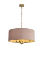 Banyan 3 Light Multi Arm Pendant With 50cm x 20cm Dual Faux Silk Fabric Shade Champagne Gold/Taupe