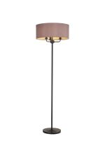 Banyan 3 Light Switched Floor Lamp With 50cm x 20cm Dual Faux Silk Fabric Shade Matt Black/Taupe