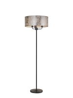 Banyan 3 Light Switched Floor Lamp With 50cm x 20cm Silver Leaf Shade Matt Black/Silver Leaf