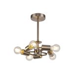 Baymont Satin Nickel 5 Light E27 Universal Semi Flush Fixture, Suitable For A Vast Selection Of Shades