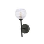 Cohen 1 Light G9 Matt Black Wall Light With Pull Switch C/W Clear Glass Shade & Inner Wire Detail
