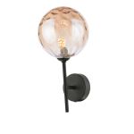 Cohen 1 Light G9 Matt Black Wall Light With Pull Switch C/W Champagne Dimpled Glass Shade