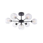 Cohen 7 Light G9 Matt Black Semi Flush Fitting C/W Clear Glass Shade & Inner Wire Detail