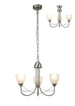 Cooper Ceiling 3 Light Pendant Convertible to Semi Flush E14 Satin Nickel/Opal Glass