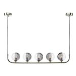 Cradle 5 Light G9 Polished Chrome Adjustable Bar Pendant C/W Smoked & Clear Ribbed Glass Shades