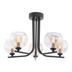 Cradle 5 Light G9 Matt Black Semi Flush Ceiling Light C/W Champagne Organic Glass Shades