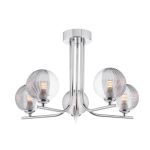Cradle 5 Light G9 Polished Chrome Semi Flush Ceiling Light C/W Smoked & Clear Ribbed Glass Shades