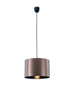 Dako Black Pendant 1 Light E27 With 300 x 200mm Metallic Bronze Finish Cylinder Shade, c/w Ceiling Bracket