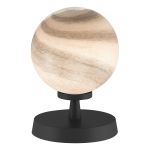 Esben 1 Light Touch Table Lamp Matt Black C/W Planet Style Glass Shade