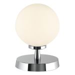 Esben 1 Light G9 Touch Table Lamp Polished Chrome C/W Opal Glass Shade