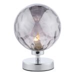 Esben 1 Light G9 Touch Table Lamp Polished Chrome C/W Smoked Dimpled Glass Shade