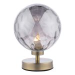 Esben 1 Light G9 Touch Table Lamp Antique Brass C/W Smoked Dimpled Glass Shade