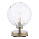 Esben 1 Light G9 Touch Table Lamp Antique Brass C/W Clear Dimpled Glass Shade