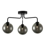 Feya 3 Light G9 Black Semi Flush Ceiling Light C/W Smoked Glass Shade