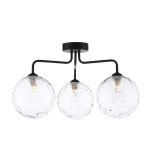 Feya 3 Light G9 Black Semi Flush Ceiling Light C/W Clear Dimpled Glass Shades