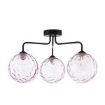 Feya 3 Light G9 Black Semi Flush Ceiling Light C/W Pink Dimpled Glass Shades