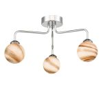 Feya 3 Light G9 Polished Chrome Semi Flush Ceiling Light C/W Planet Style Glass Shade