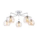 Feya 5 Light G9 Polished Chrome Semi Flush Ceiling Light C/W Champagne Organic Glass Shades