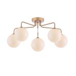 Feya 5 Light G9 Antique Bronze Semi Flush Ceiling Light C/W Opal Glass Shade