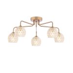 Feya 5 Light G9 Antique Bronze Semi Flush Ceiling Light C/W Clear Dimpled Open Style Glass Shade