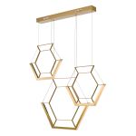 Hexagon 3 Light 15W Integrated LED Gold Adjustable Hexagonal Linear Pendant Light