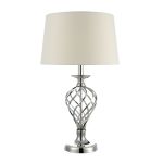 Iffley 1 Light E27 Polished Chorme 3 Stage Large Touch Table Lamp C/W Ivory Faux Silk Shade