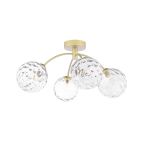 Izzy 4 Light G9 Matt Gold Semi Flush Ceiling Light C/W Clear Dimpled Glass Shade