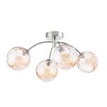 Izzy 4 Light G9 Polished Chrome Semi Flush Ceiling Light C/W Champagne Dimpled Glass Shades