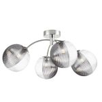 Izzy 4 Light G9 Polished Chrome Semi Flush Ceiling Light C/W 15cm Smoked & Clear Ribbed Glass Shades